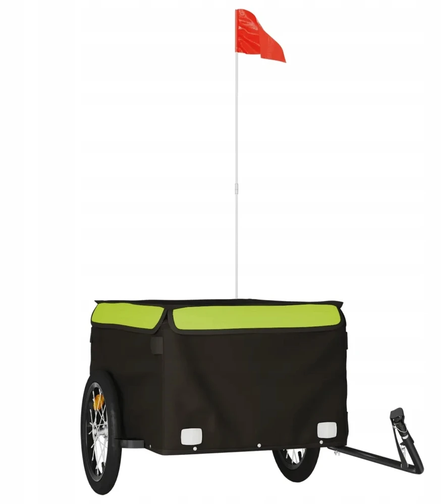 Dviračio priekaba, juodos ir žalios spalvos, 45kg, geležis