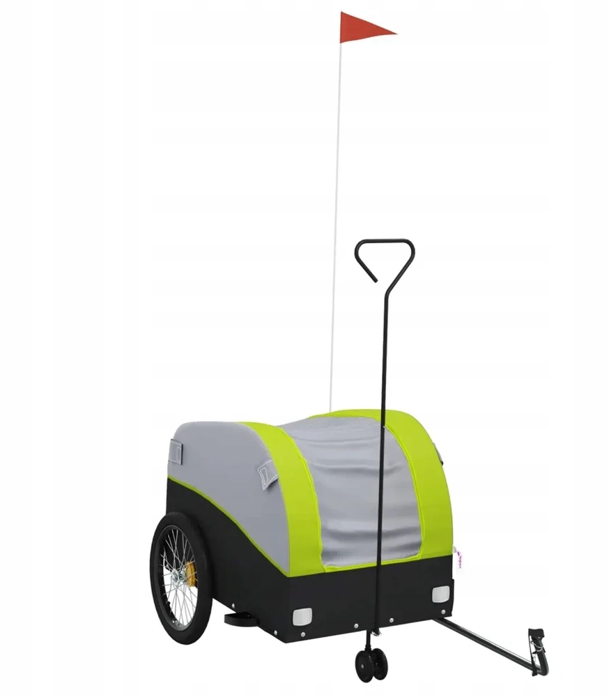 Dviračio priekaba, juodos ir žalios spalvos, 45kg, geležis