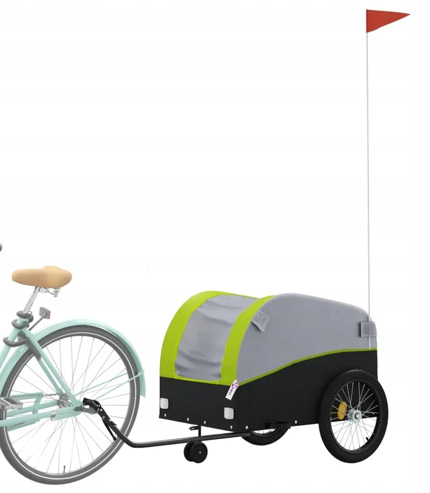 Dviračio priekaba, juodos ir žalios spalvos, 45kg, geležis