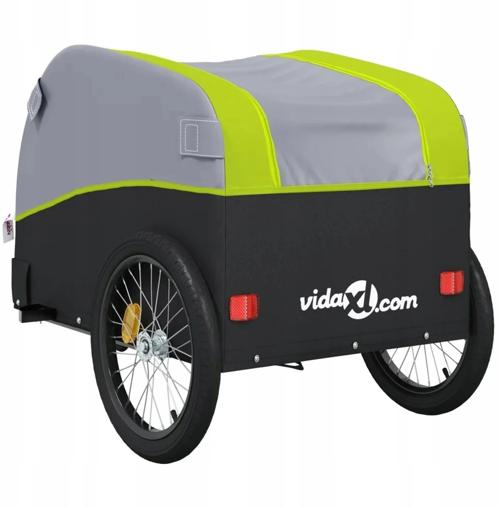 Dviračio priekaba, juodos ir žalios spalvos, 30kg, geležis