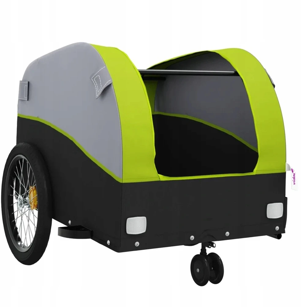 Dviračio priekaba, juodos ir žalios spalvos, 30kg, geležis