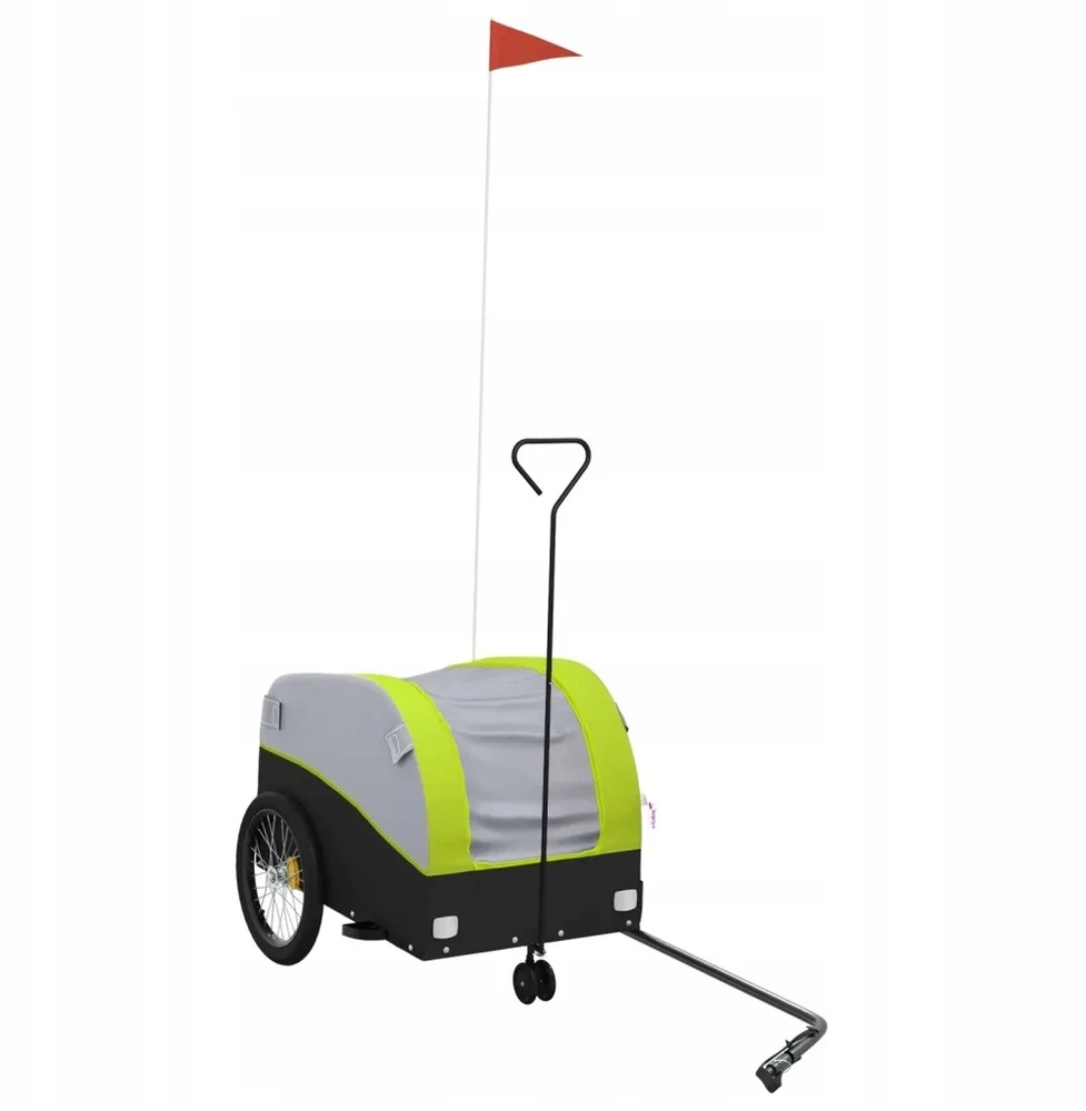 Dviračio priekaba, juodos ir žalios spalvos, 30kg, geležis