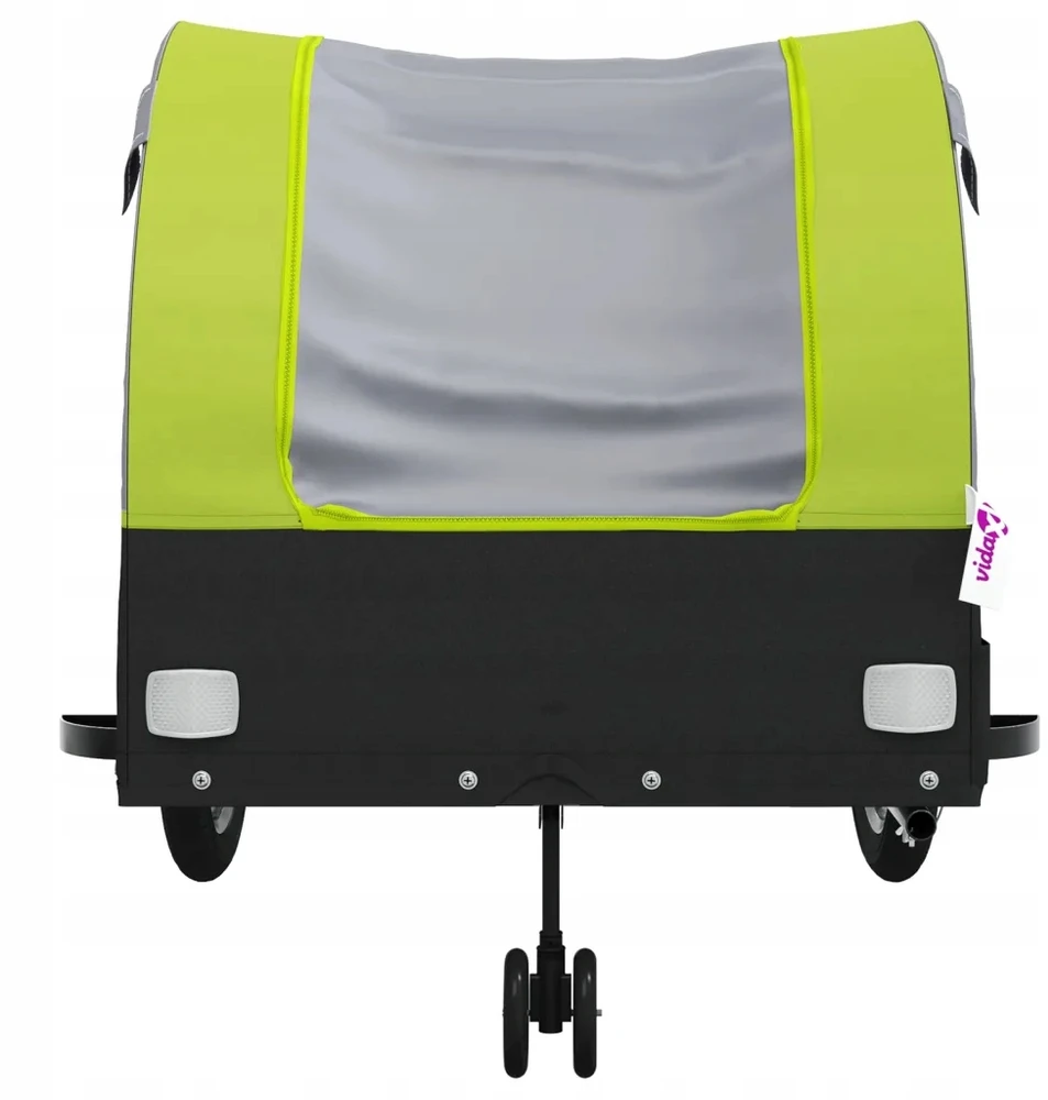 Dviračio priekaba, juodos ir žalios spalvos, 45kg, geležis