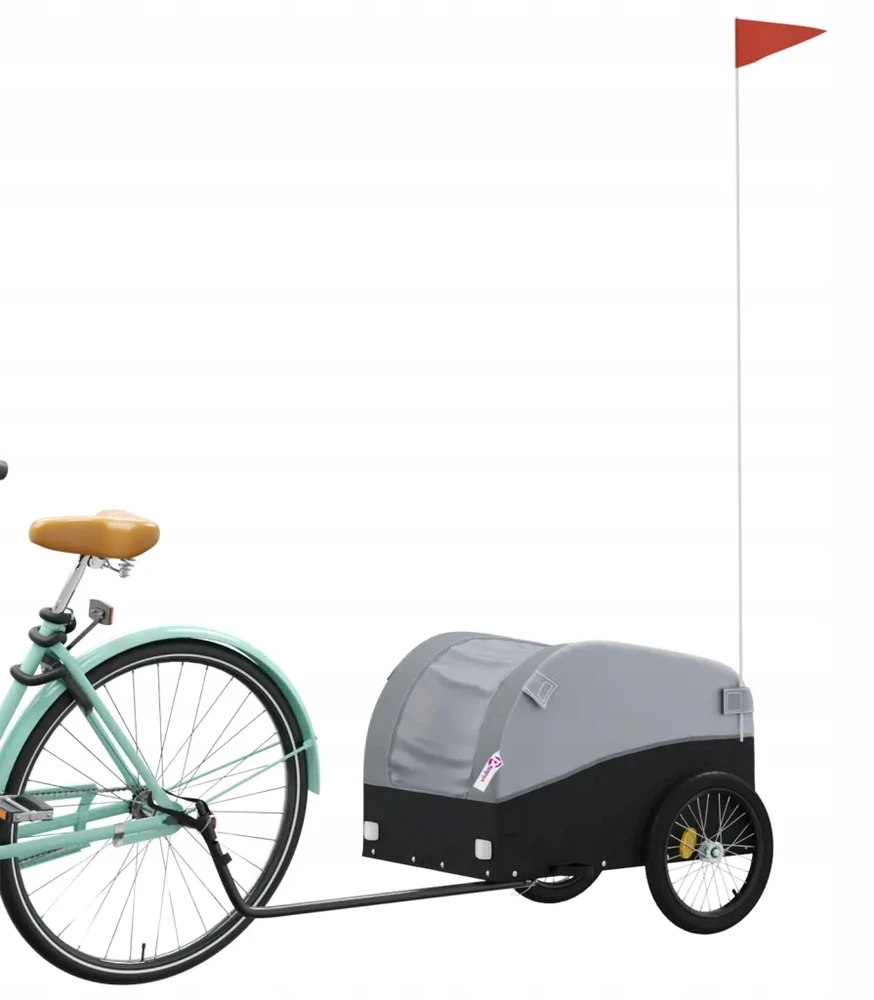 Dviračio priekaba, juodos ir pilkos spalvos, 30kg, geležis