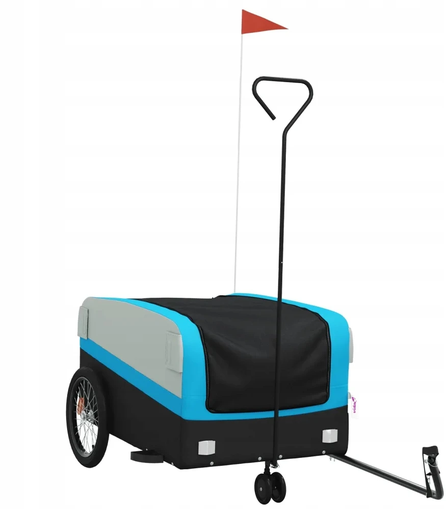 Dviračio priekaba, juodos ir mėlynos spalvos, 45kg, geležis