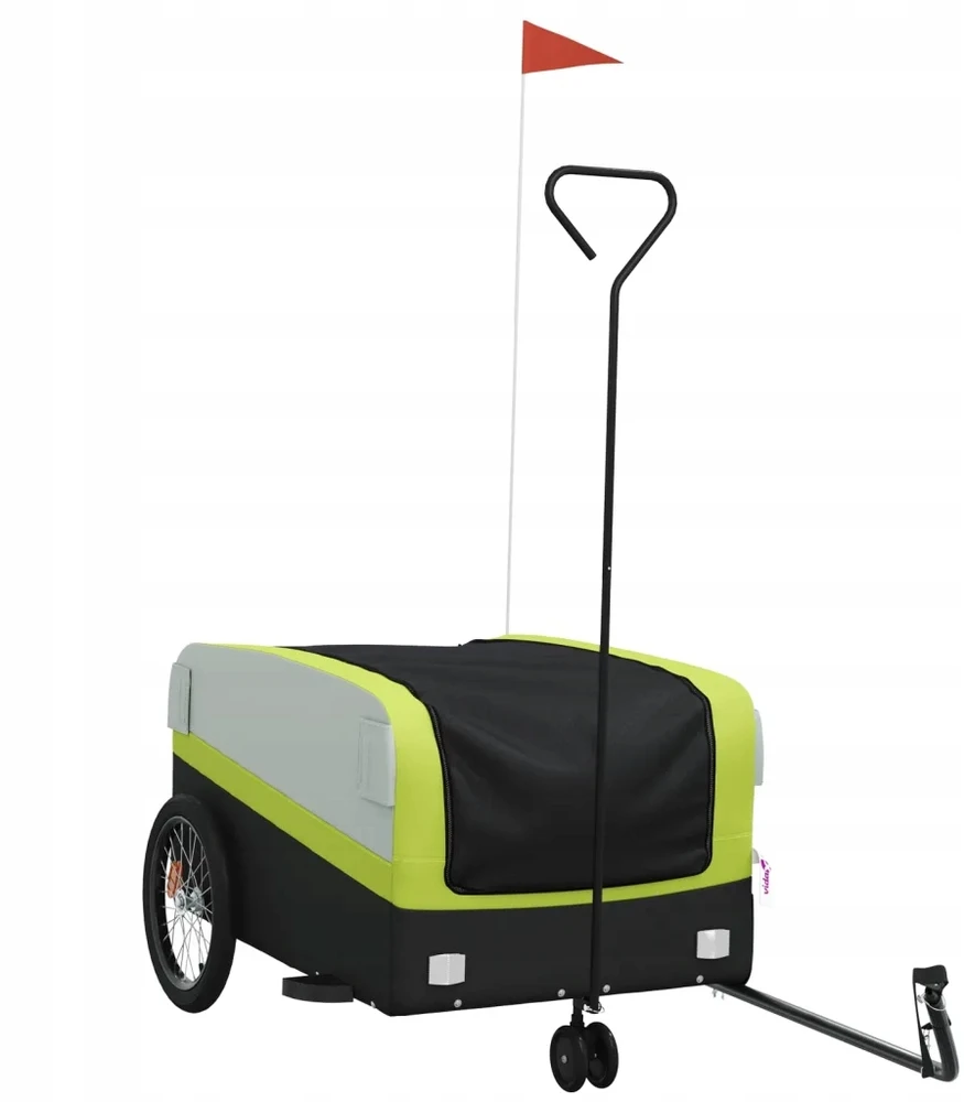 Dviračio priekaba, juodos ir žalios spalvos, 45kg, geležis