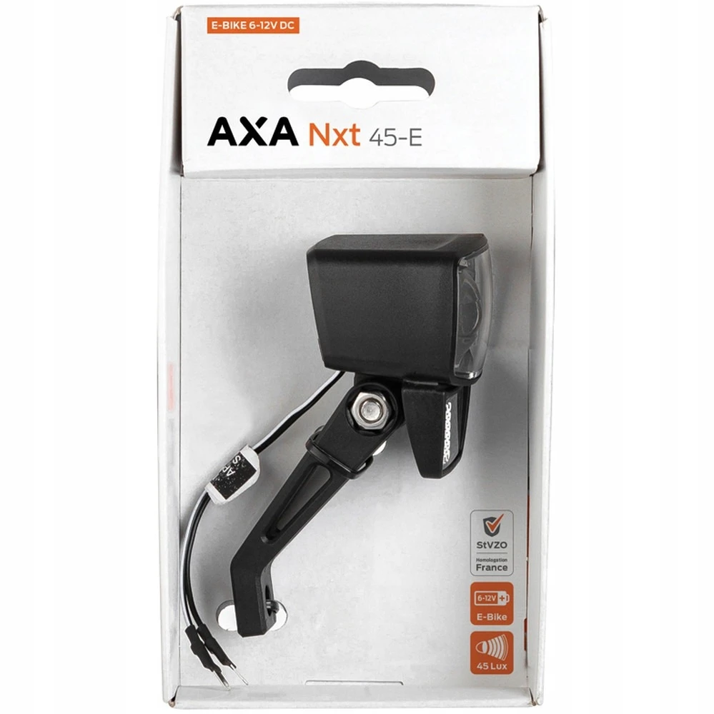 Dviračio priekinis LED apšvietimas - AXA - E-Bike NXT - 45 Lux - Tvirtinimas ant šakės ir vairo laikiklio