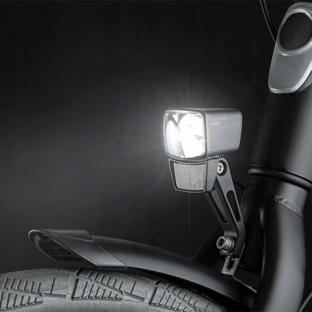 Dviračio priekinis LED apšvietimas - AXA - E-Bike NXT - 45 Lux - Tvirtinimas ant šakės ir vairo laikiklio