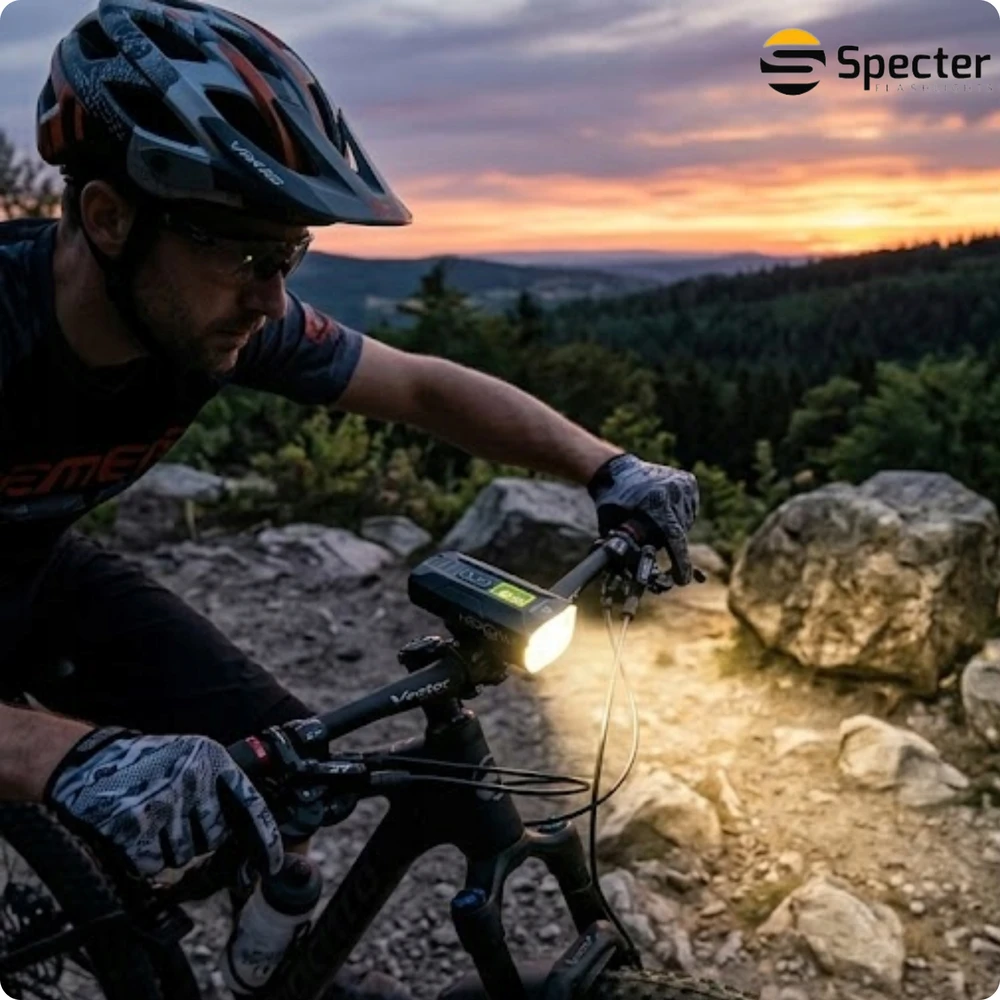 DVIRAČIO PRIEKINIS LEMPAS LED USB C Galingas 2000lm su SPECTER powerbank funkcija