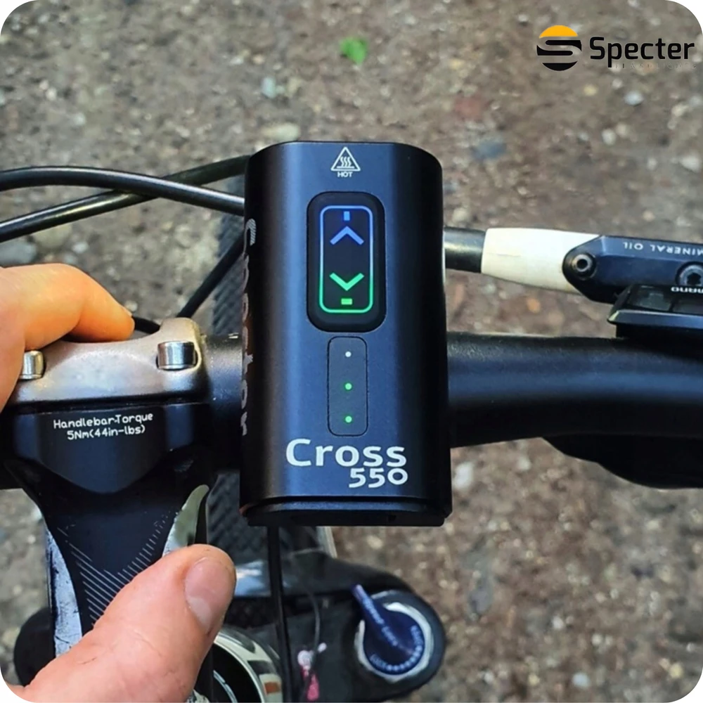 DVIRAČIO PRIEKINIS LEMPAS SPECTER LED Usb C 550lm 13 režimų IKI 12H IP65
