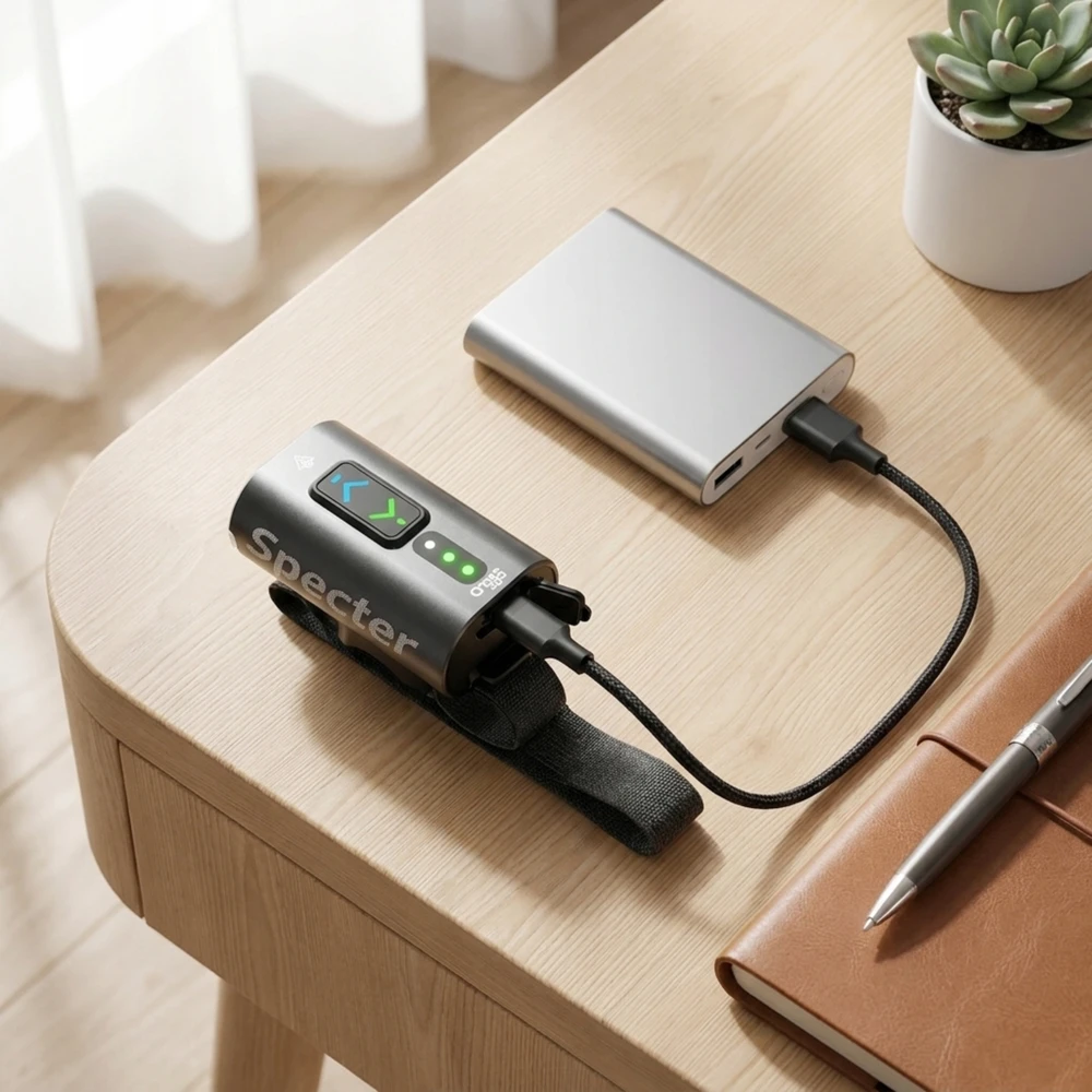 DVIRAČIO PRIEKINIS LEMPAS SPECTER LED Usb C 550lm 13 režimų IKI 12H IP65