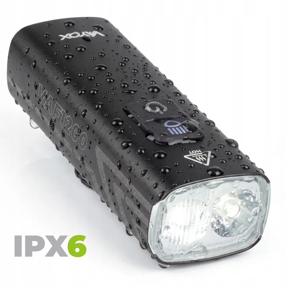 DVIRAČIO PRIEKINIS LEMPAS USB 1200LM LED PRIEKIS PAKRAUJAMAS IPX6 PRO VAYOX