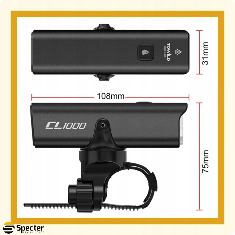 DVIRAČIO PRIEKINIS LEMPAS USB C LED TOWILD 1000lm su Powerbank funkcija
