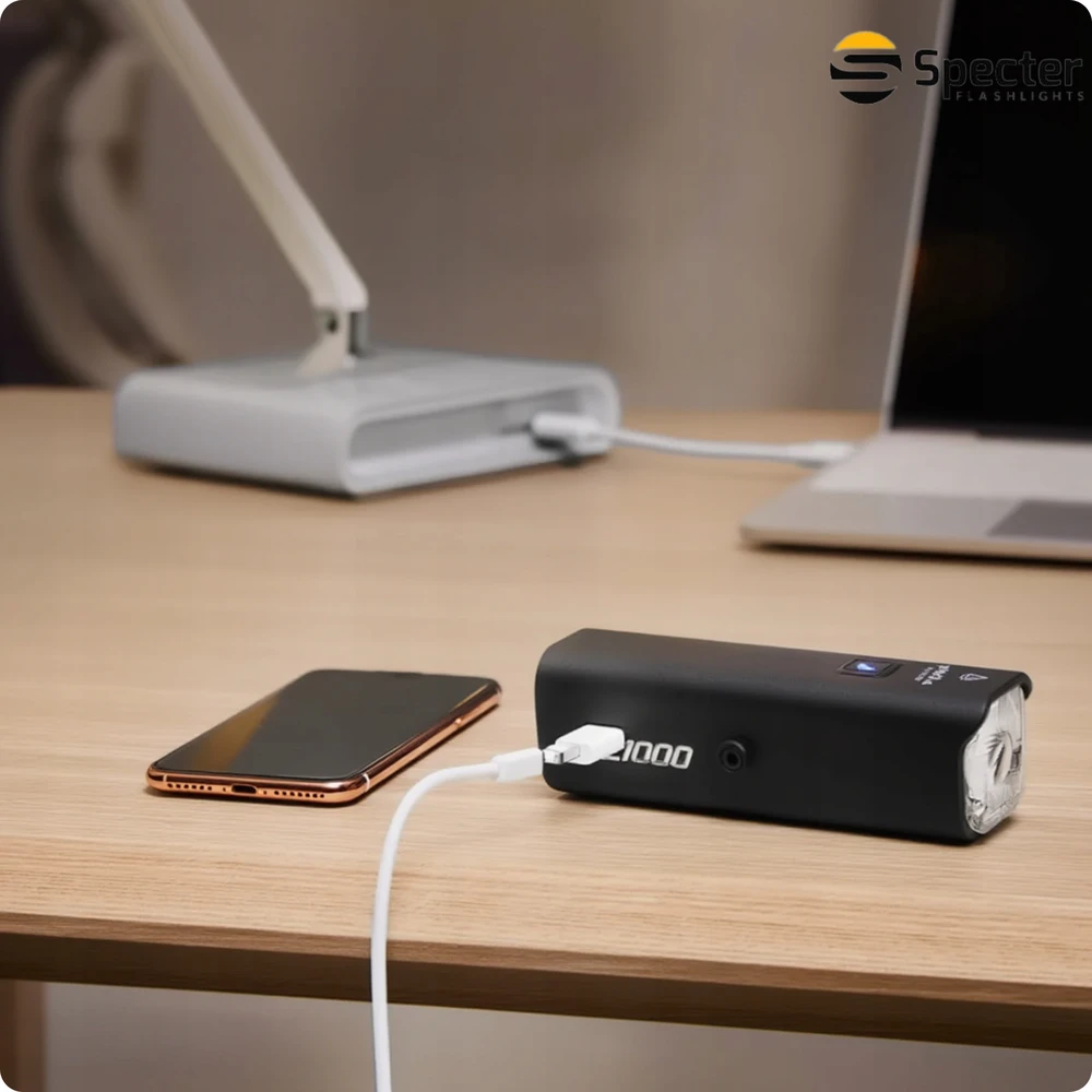 DVIRAČIO PRIEKINIS LEMPAS USB C LED TOWILD 1000lm su Powerbank funkcija
