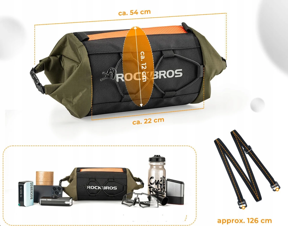 Dviračio rankenos krepšys Rockbros W006 2-2.4l, vandeniui atsparus