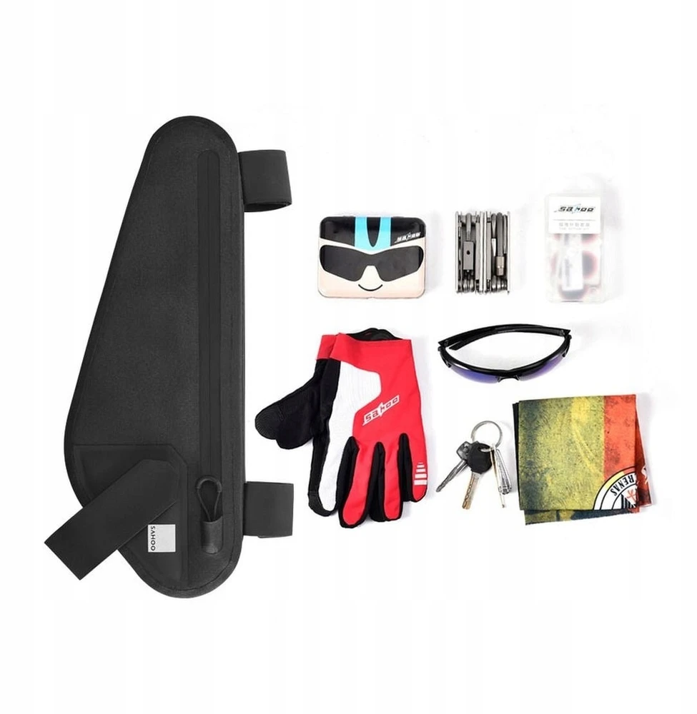 SAHOO Bicycle Bag Road Bicycle Middle Frame Bag, Atsparus vandeniui, 2L, Juodas