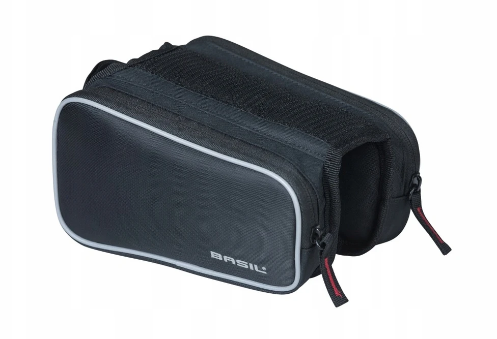 Dviračio rėmo krepšys - BASIL - Juodas dizainas - Velcro tvirtinimas - 1.5L - 2 šoniniai skyreliai