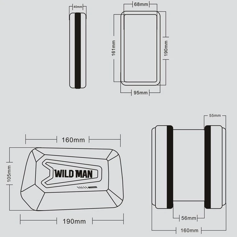 WILDMAN XLE6S Dviračio krepšys/rėmo krepšys, juodos spalvos