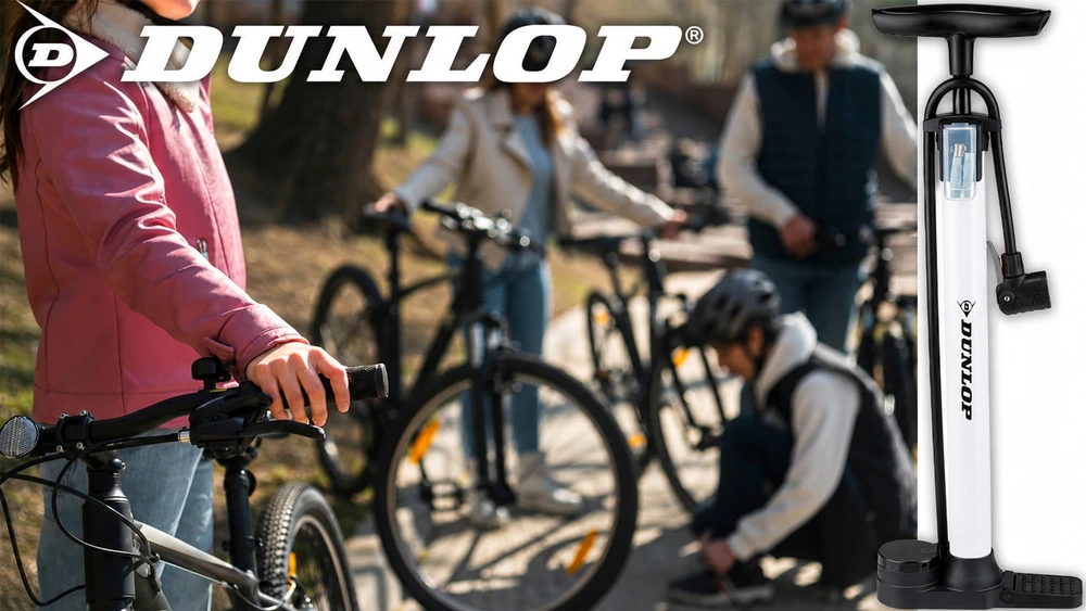 DUNLOP DIRBTUVIŲ IR DVIRAČIŲ POMPA 174Psi (12Bar) SU ELEKTRONINIU MANOMETRU, SULANKSTOMAS PAGRINDAS 436340