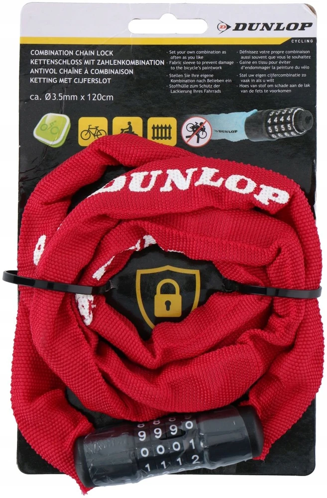 Dunlop Dviračio spyna su 120 cm koduojamu grandiniu