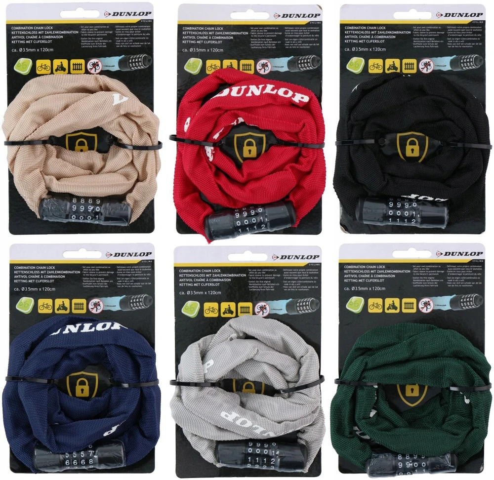 Dviračio grandinė su kodu 120 cm Dunlop
