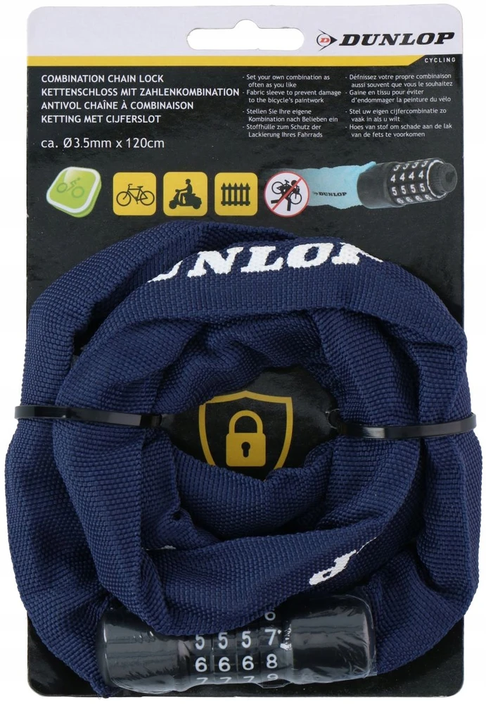 Dviračio grandinė su kodu 120 cm Dunlop