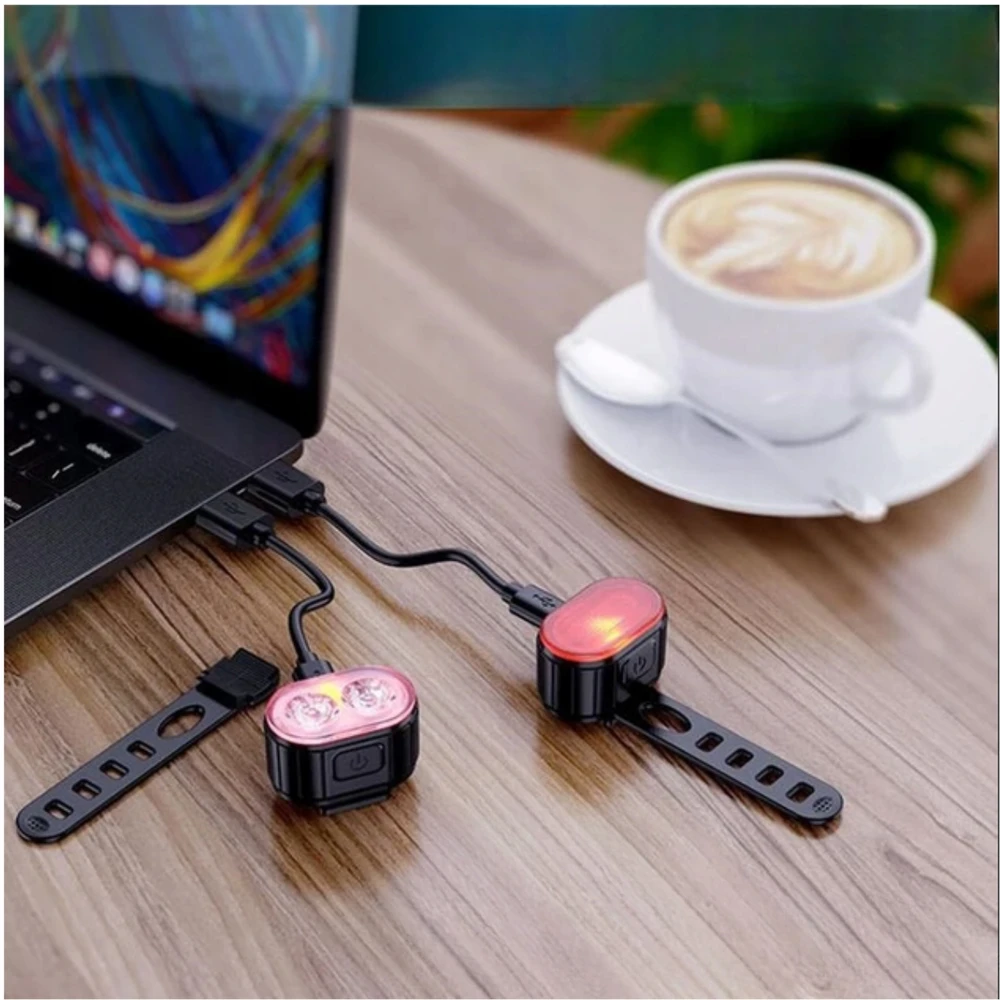 DVIRAČIO ŠVIESŲ RINKINYS PRIEKINIS GALINĖS LED DVIRAČIO ŠVIESOS VARANKA USB
