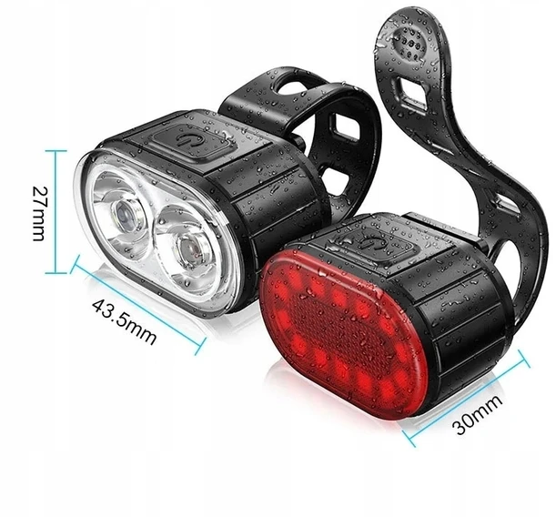 DVIRAČIO ŠVIESŲ RINKINYS PRIEKINIS GALINĖS LED DVIRAČIO ŠVIESOS VARANKA USB
