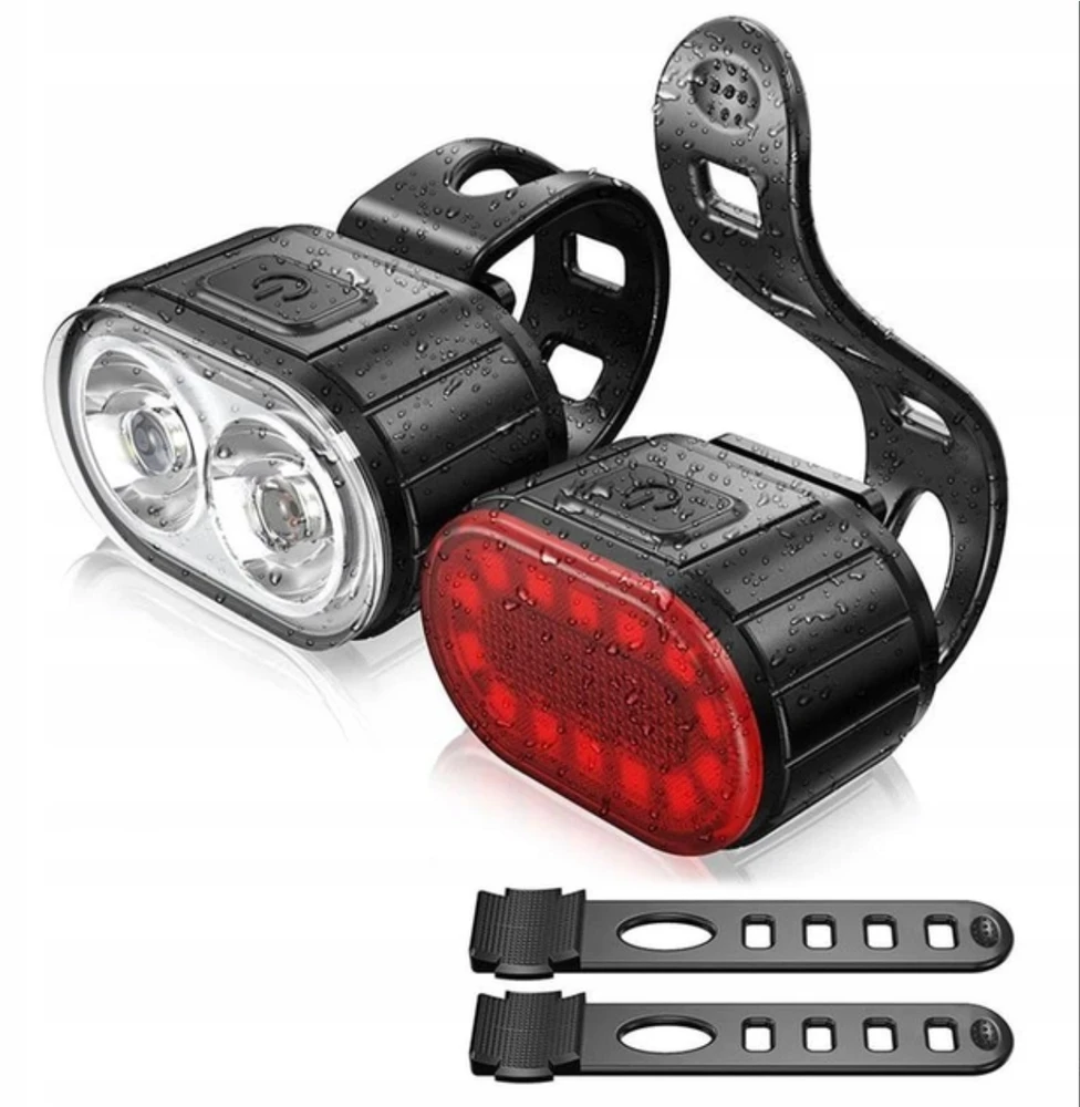 DVIRAČIO ŠVIESŲ RINKINYS PRIEKINIS GALINĖS LED DVIRAČIO ŠVIESOS VARANKA USB