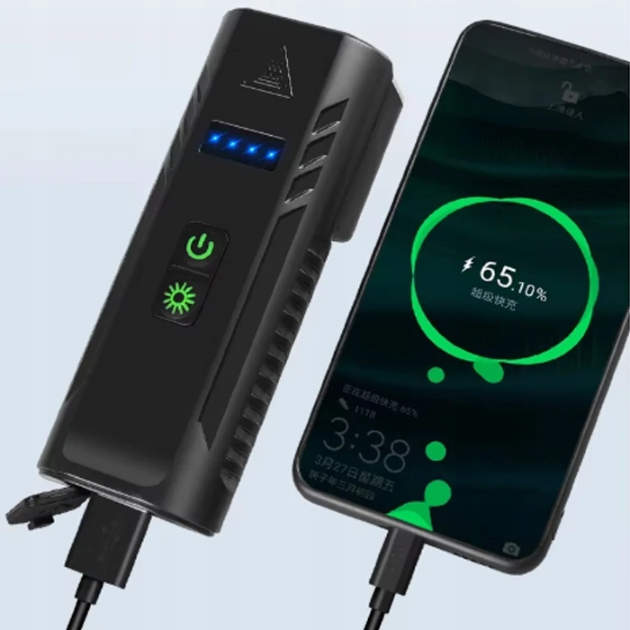 DVIRAČIO ŠVIESŲ RINKINYS PRIEKINIS GALINIS 1000 LM SU RAKŠU 100dB USB-C 4xT6 LED