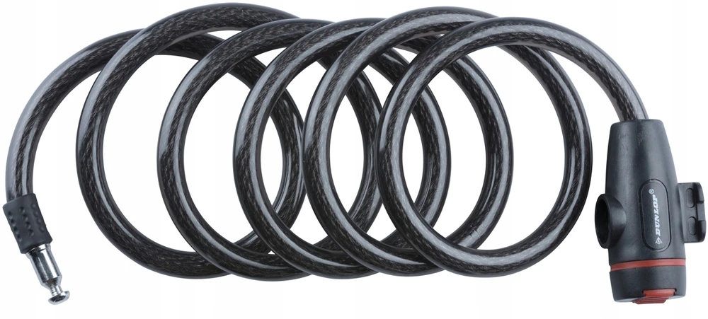 Dunlop - Spiralinė dviračio spyna su raktu 180 cm (Juodas)