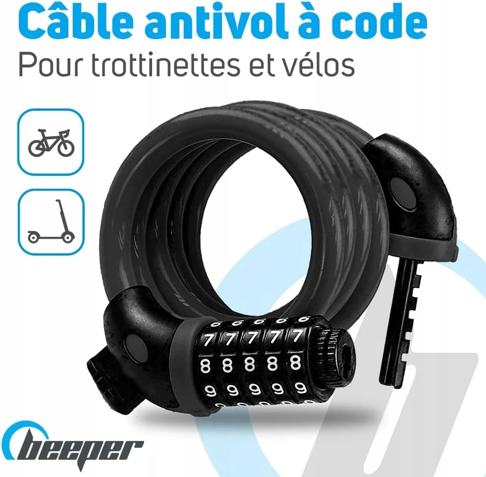 Dviračio užraktas Beeper Combination, 60 cm, juodas