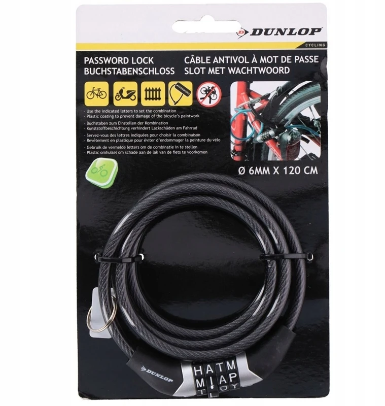 Dviračio užraktas Dunlop, su kodu