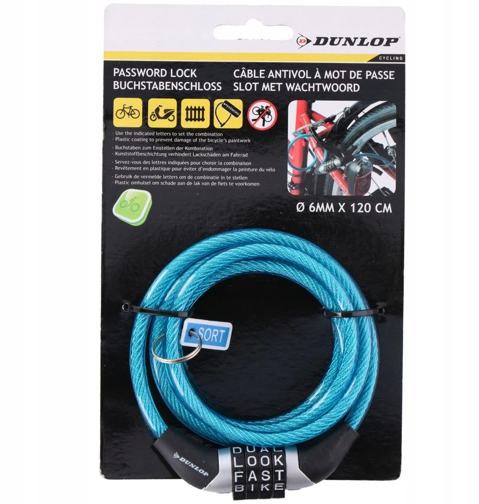 Dviračio užraktas Dunlop, su kodu