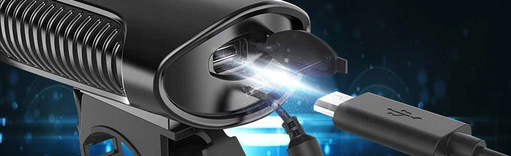 Dviračio žibintų rinkinys LTC LXLL113, USB įkraunamas, 1000 lm priekinis + 5 LED galinis