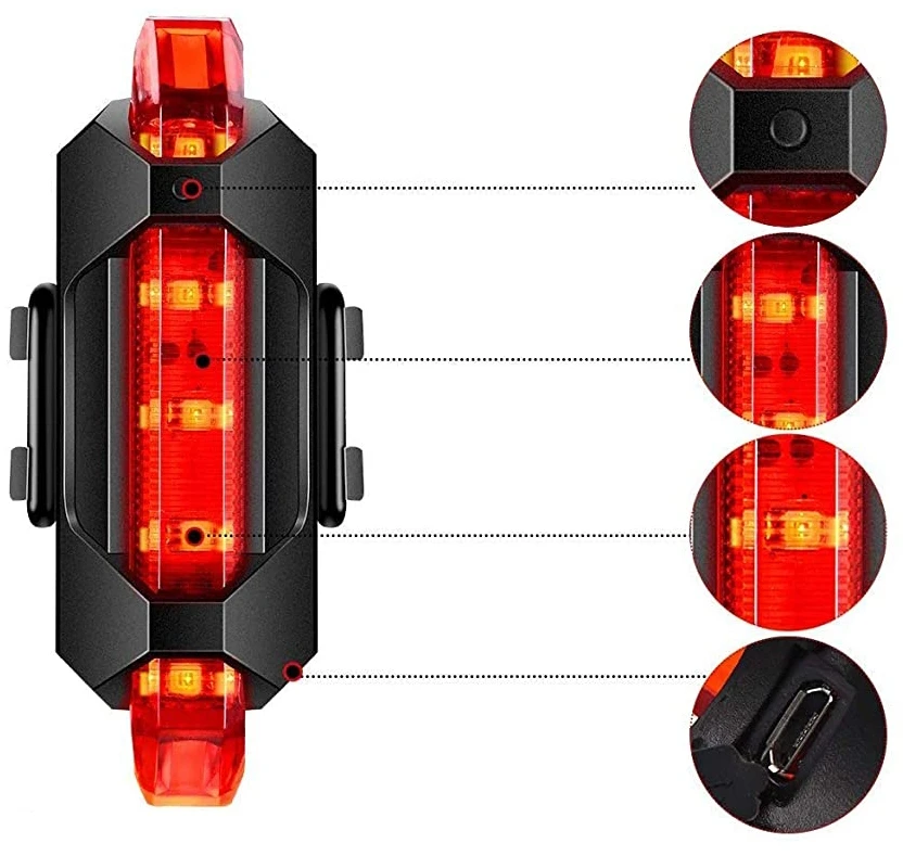 Dviračio žibintų rinkinys LTC LXLL113, USB įkraunamas, 1000 lm priekinis + 5 LED galinis