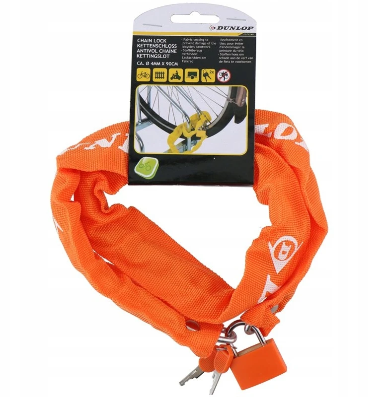 Dviračių spyna Dunlop, 90 cm, oranžinė