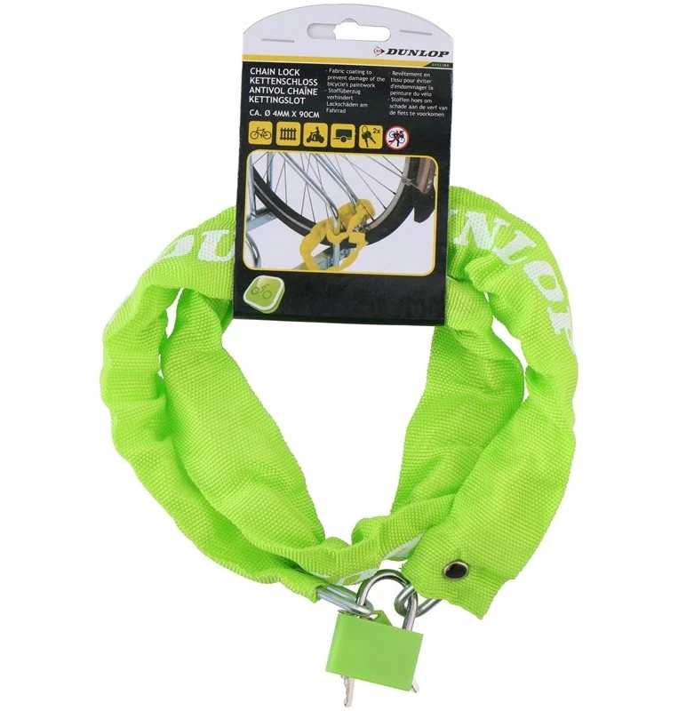 Dviračių spyna Dunlop, 90 cm, žalia