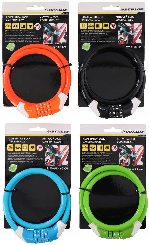 Dunlop Dviračio spiralinė užraktas su kodu