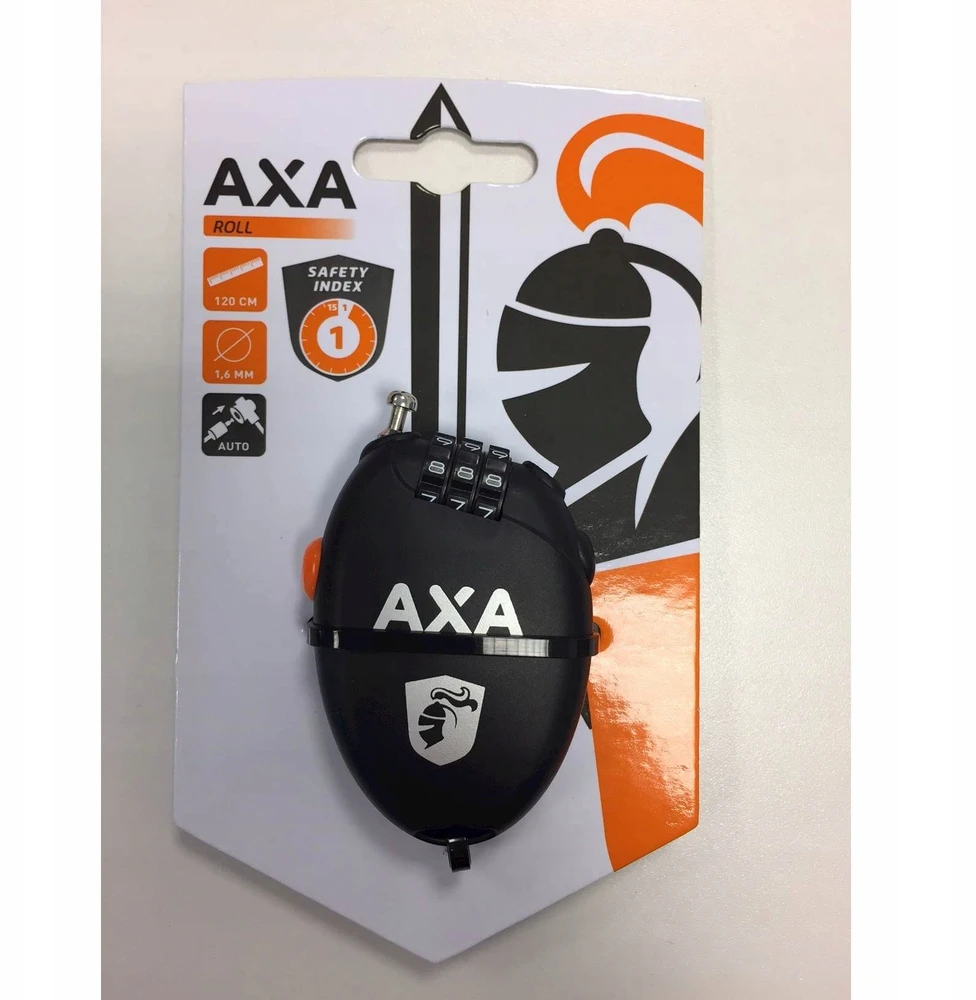 Dviračių užraktas Roll AXA - Ilgis 75cm - Kietumas 1.6mm - Juoda Combi.3 Ch.