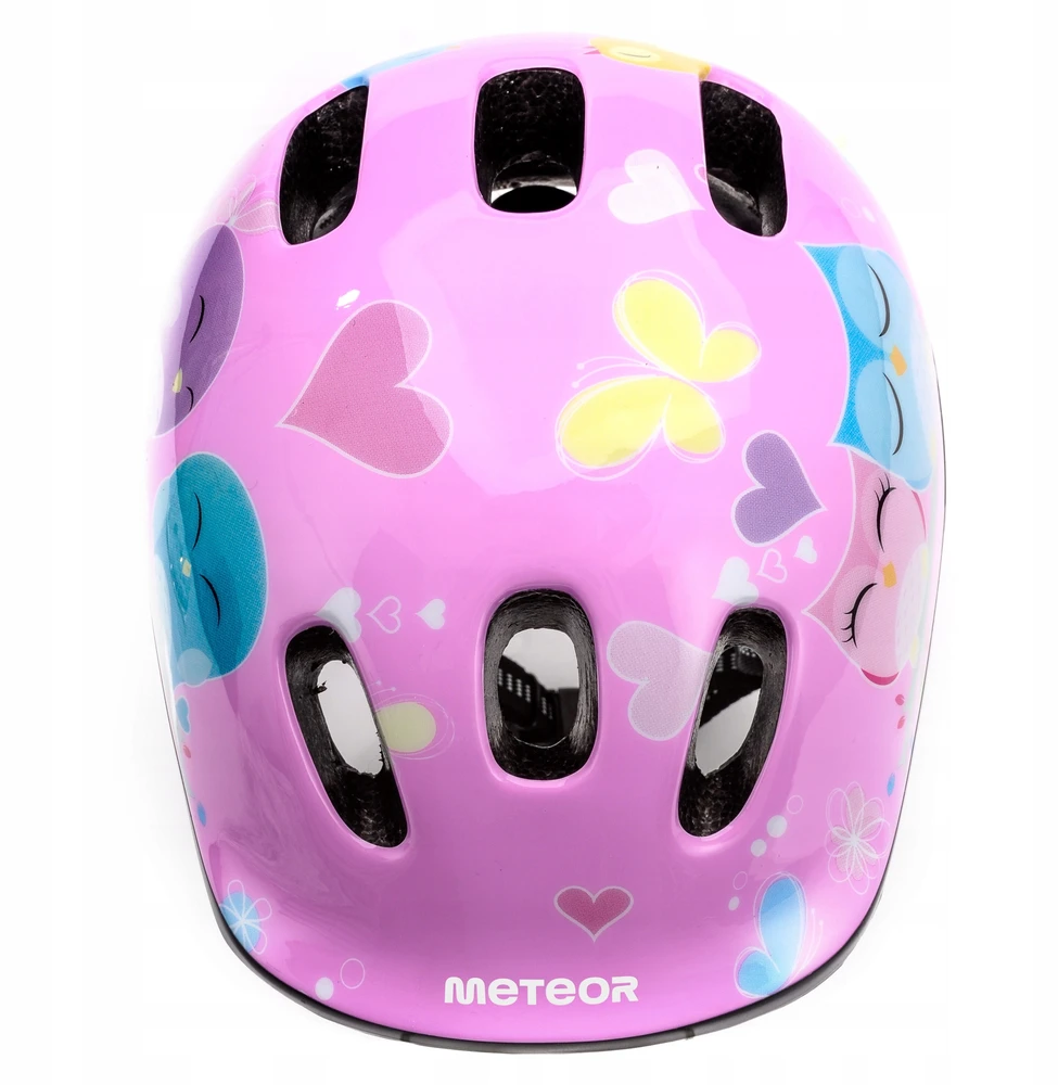 Dviratininkų šalmas vaikams Meteor MV6-2 Owl, rožinis