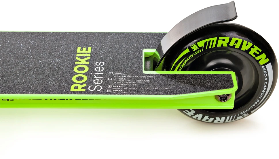 Dviratis paspirtukas Raven Rookie 100mm, juodas/žalias