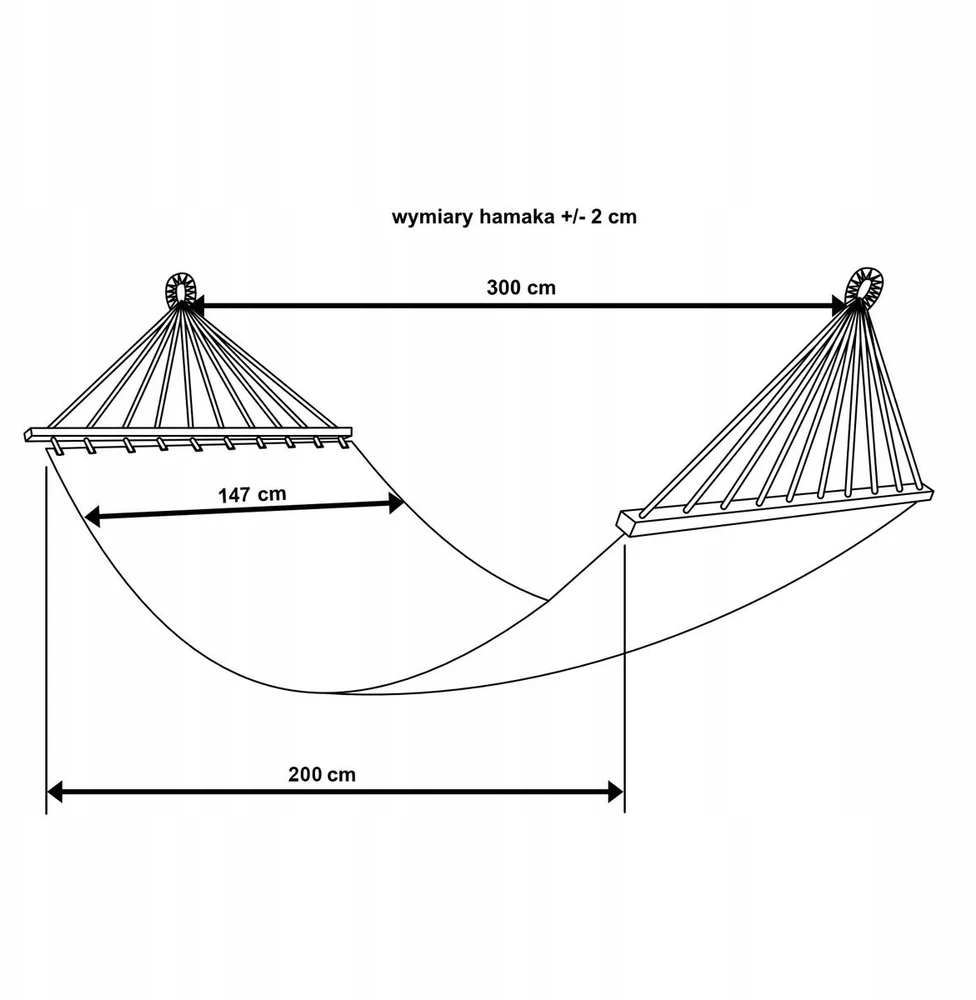 Sodo hamakas Royokamp Etno 1031262, 200x150cm, juodas/baltas, 2 asmenims