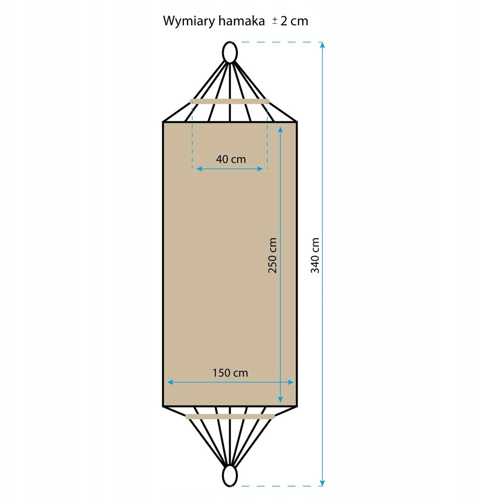 Saska Garden Dvivietis hamakas Royokamp Luxe XXL 250x150cm, rudas