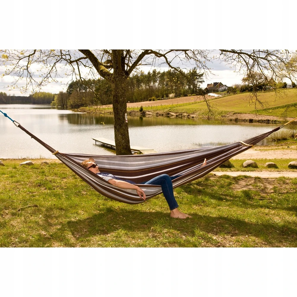 Saska Garden Dvivietis hamakas Royokamp Luxe XXL 250x150cm, rudas