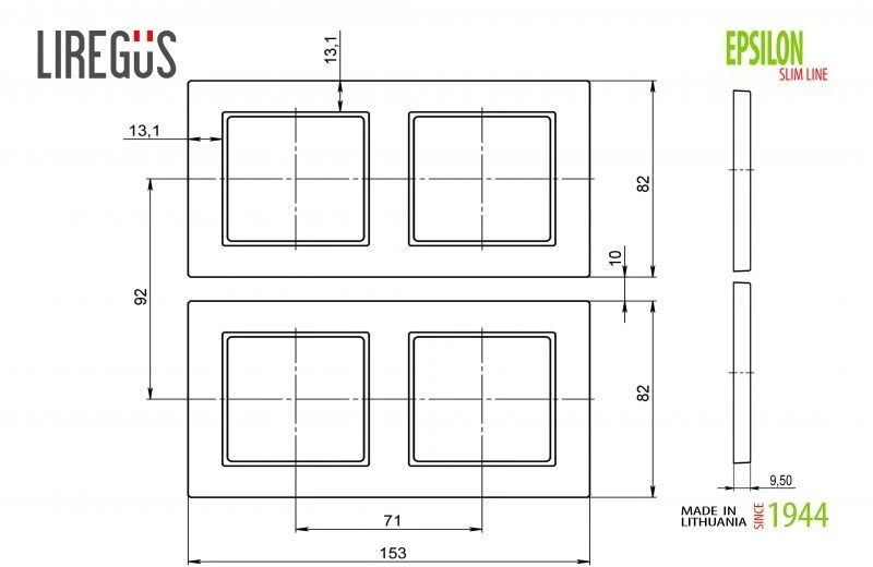 Liregus 2-vietis rėmelis EPSILON SLIM LINE, antracito sp.