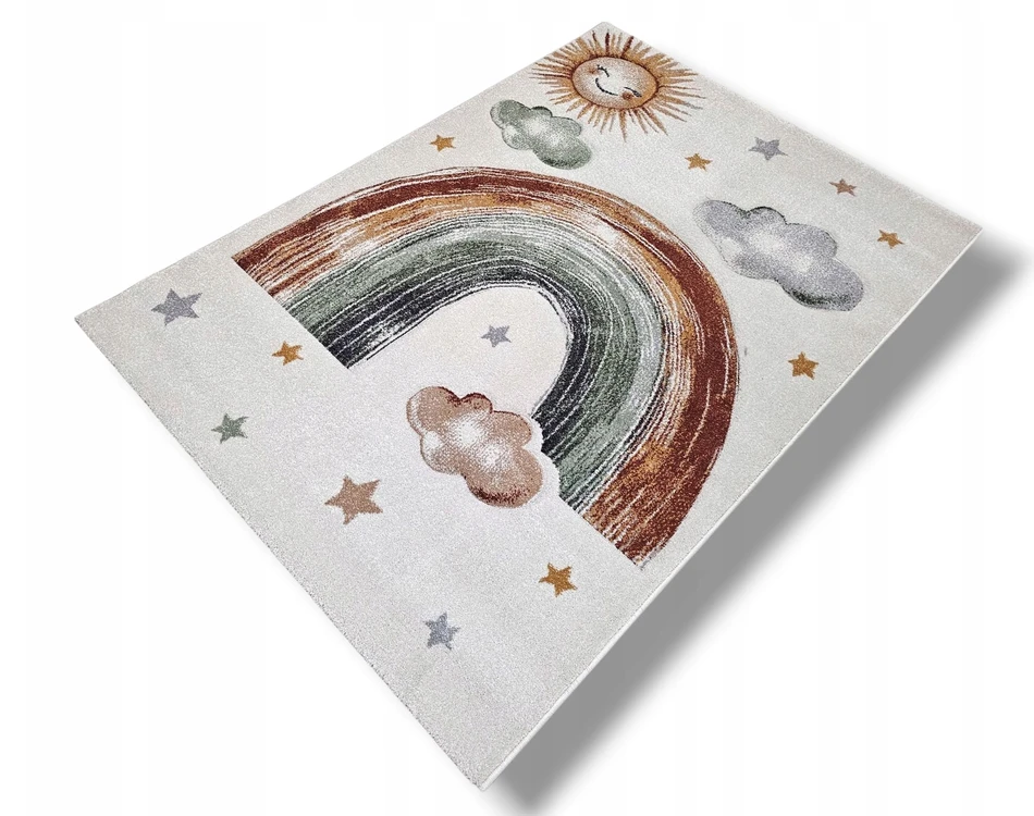 DWM Dywan LUNA 160x230 TĘCZA w gwiazdki vaikams dziecięcy styl boho GRUBY 3D