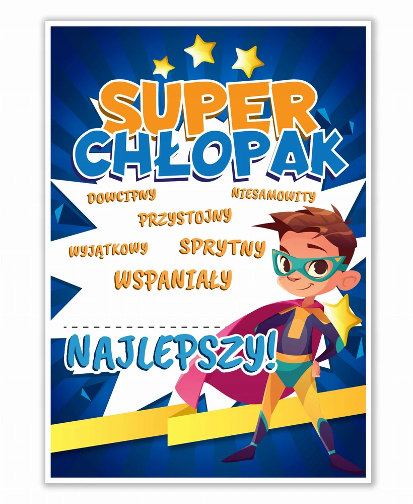 DYPLOM CERTYFIKAT SUPER CHŁOPAKA - NA DZIEŃ CHŁOPAKA (DUŻY A4) - LearnHow