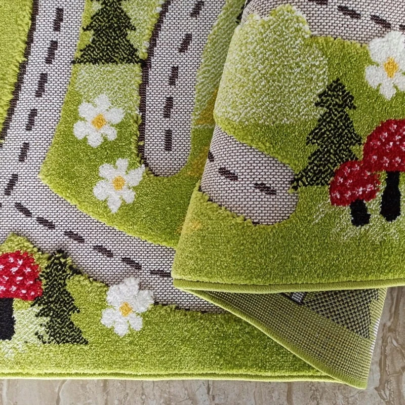 Dywanpol DYWAN DZIECIĘCY KIDS 2 Žalias SENSORYCZNY 3D DO POKOJU PRZEDSZKOLA 100x150
