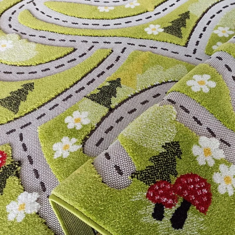 Dywanpol DYWAN DZIECIĘCY KIDS 2 Žalias SENSORYCZNY 3D DO POKOJU PRZEDSZKOLA 100x150